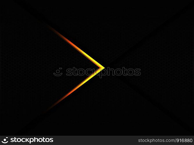 Abstract gold arrow on dark hexagon mesh design modern futuristic luxury background vector illustration.