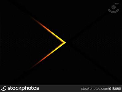 Abstract gold arrow on dark hexagon mesh design modern futuristic luxury background vector illustration.