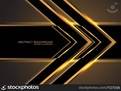 Abstract gold arrow speed direction on black banner blank space design modern luxury futuristic technology background vector.