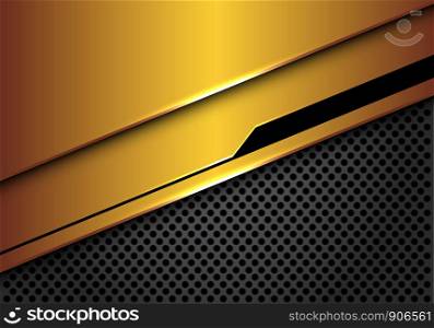 Abstract gold black line futuristic overlap on dark grey circle mesh design modern luxury background vector illustration.