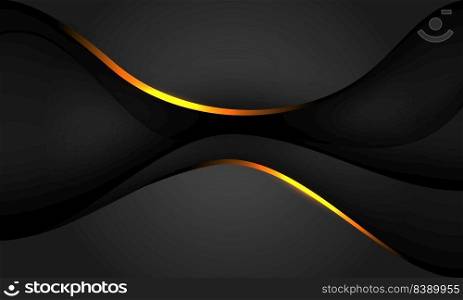 Abstract gold black shadow curve overlap on grey metallic design modern futuristic background vector illustration.