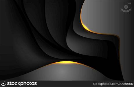 Abstract gold black shadow curve overlap on grey metallic design modern futuristic background vector illustration.