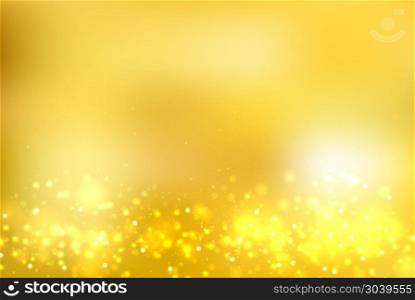 Abstract gold blurred background with bokeh and gold glitter footers. Copy space. Vector illustration. Abstract gold blurred background with bokeh and gold glitter foo