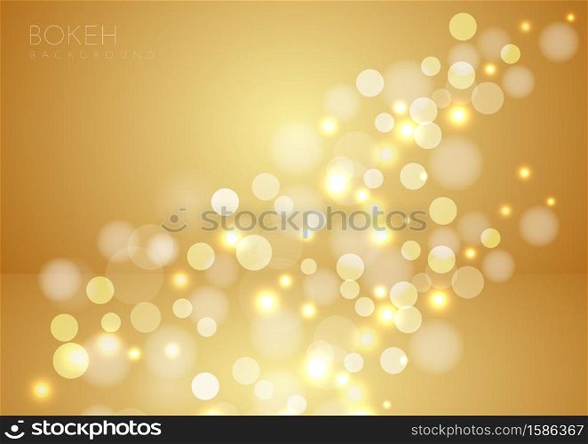 Abstract gold blurred background with bokeh. You can use for ad, poster, template, business presentation. Vector illustration