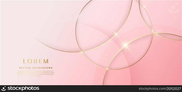 Abstract gold circles lines overlapping on rose gold background. You can use for ad, poster, template, business presentation. Vector illustration