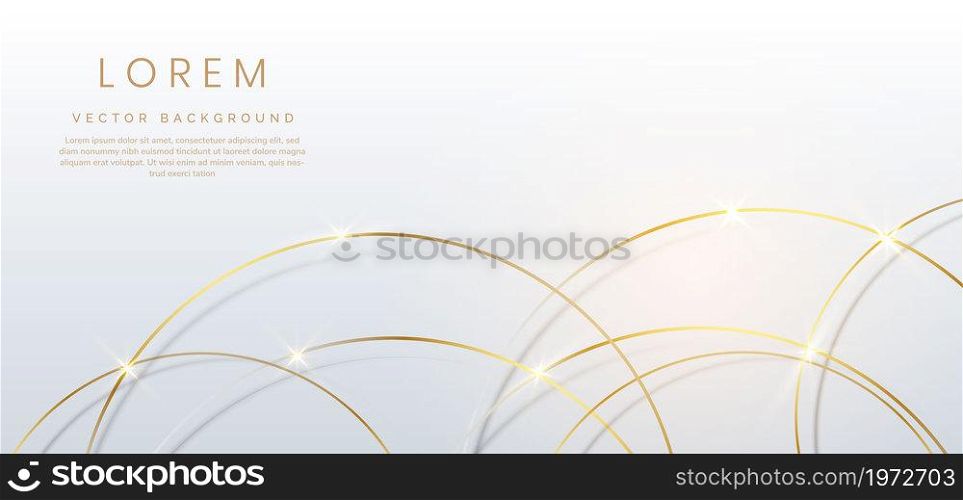 Abstract gold circles lines overlapping on white background. You can use for ad, poster, template, business presentation. Vector illustration
