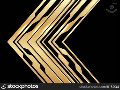 Abstract gold circuit arrow direction on black design modern luxury futuristic technology background vector illustration.