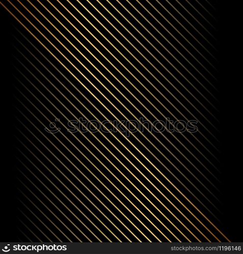 Abstract gold diagonal line pattern on black background and texture. Vector illustration