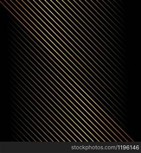 Abstract gold diagonal line pattern on black background and texture. Vector illustration