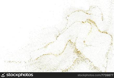 Abstract Gold dust. Shiny golden design element with glitter effect on white background for gift, greeting card and disqount voucher. Vector Illustration. Abstract Gold design element with glitter effect background for greeting card and disqount voucher.