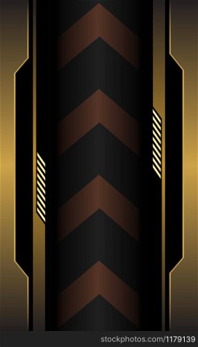 Abstract gold geometric black circuit with arrow direction design modern futuristic technology background vector illustration.