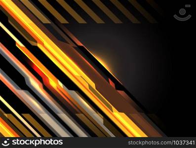 Abstract gold geometric light circuit with black blank space design modern futuristic technology background vector illustration.