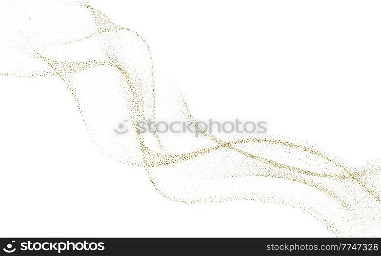 Abstract Gold glitter Waves. Shiny golden lines with glitter effect on white background for gift, greeting card and disqount voucher. Vector Illustration. Abstract Gold Waves. Shiny golden lines design element with glitter effect on white background for greeting card and disqount voucher.