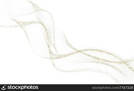 Abstract Gold glitter Waves. Shiny golden lines with glitter effect on white background for gift, greeting card and disqount voucher. Vector Illustration. Abstract Gold Waves. Shiny golden lines design element with glitter effect on white background for greeting card and disqount voucher.
