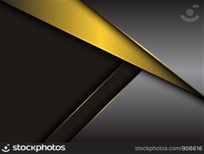 Abstract gold grey metallic overlap on dark blank space design modern luxury futuristic background vector illustration.