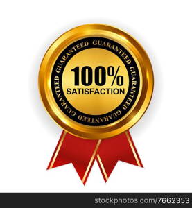 Abstract Gold Label 100 Satisfaction Template. Vector Illustration EPS10. Abstract Gold Label 100 Satisfaction Template. Vector Illustration