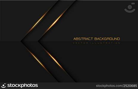 Abstract gold light arrow direction geometric on grey with blank space design modern futuristic background vector