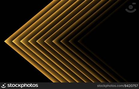 Abstract gold light arrow direction on black design modern futuristic background vector