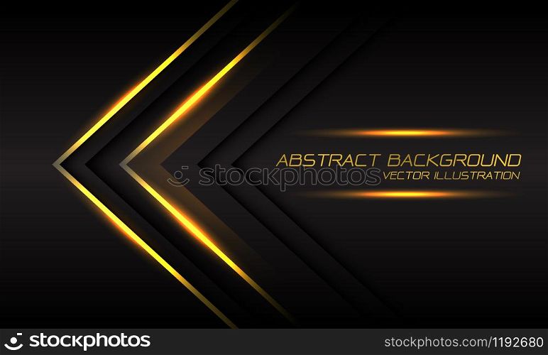 Abstract gold light arrow direction on dark grey design modern luxury futuristic background vector illustration.