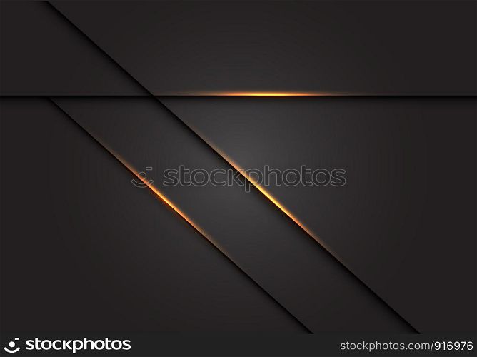 Abstract gold light cross line shadow on dark grey design modern luxury background vector illustration.