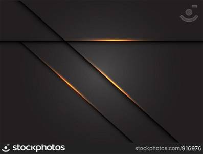 Abstract gold light cross line shadow on dark grey design modern luxury background vector illustration.