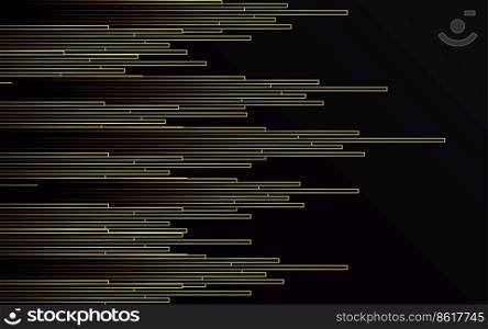 Abstract Gold light Lines Pipe speed zoom on black background technology Vector Illustration