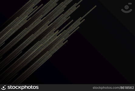 Abstract Gold light Lines Pipe speed zoom on black background technology Vector Illustration