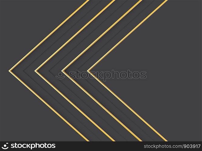 Abstract gold line arrow direction on grey design modern luxury futuristic background vector illustration.