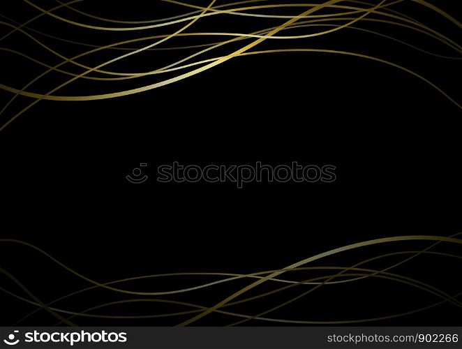 Abstract gold line banner on black background vector illustration