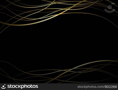 Abstract gold line banner on black background vector illustration