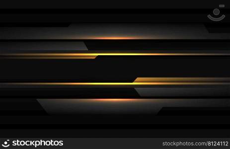 Abstract gold line cyber geometric on grey design modern technology futuristic background vector illustration.