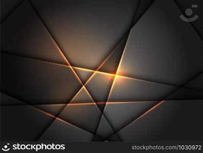 Abstract gold line light polygon on grey metallic design modern luxury futuristic background vector illustration.