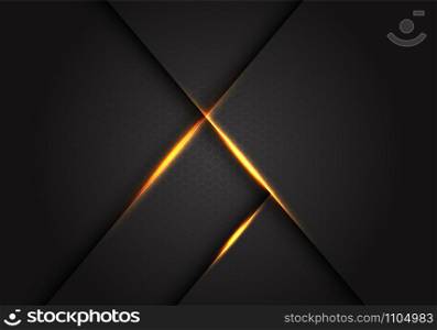 Abstract gold line on dark grey hexagon mesh design modern luxury futuristic background vector illustration.