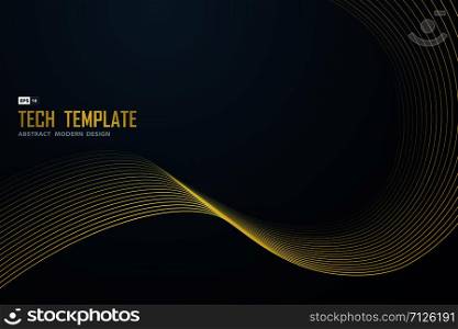 Abstract gold line on gradient blue of luxury template design. Use for poster, artwork, template design. illustration vector eps10