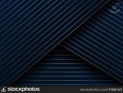 Abstract gold lines diagonal pattern overlap layer on dark blue background and texture. Vector illustration