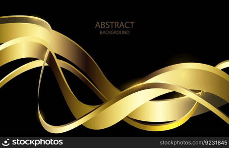 Abstract gold lines wave curve shiny effect on black design modern luxury futuristic background vector	