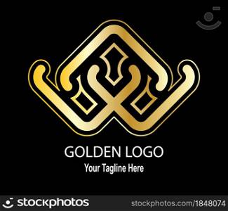 Abstract gold logo, brand or sticker for a business, company or stylization of identification signs. Flat design.