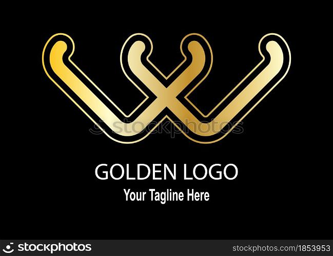 Abstract gold logo, brand or sticker for a business, company or stylization of identification signs. Flat design.