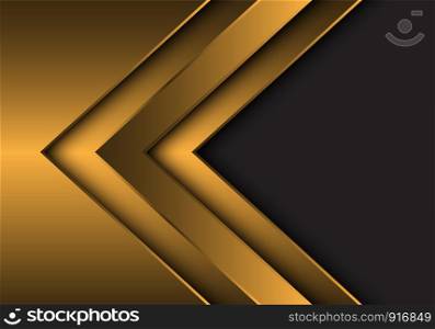 Abstract gold metallic arrow direction with grey blank space design modern futuristic background vector illustration.