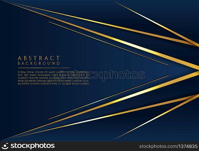 Abstract gold metallic color luxury dark blue background overlap modern design with space. vector illustration.