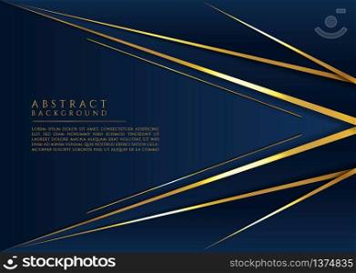 Abstract gold metallic color luxury dark blue background overlap modern design with space. vector illustration.
