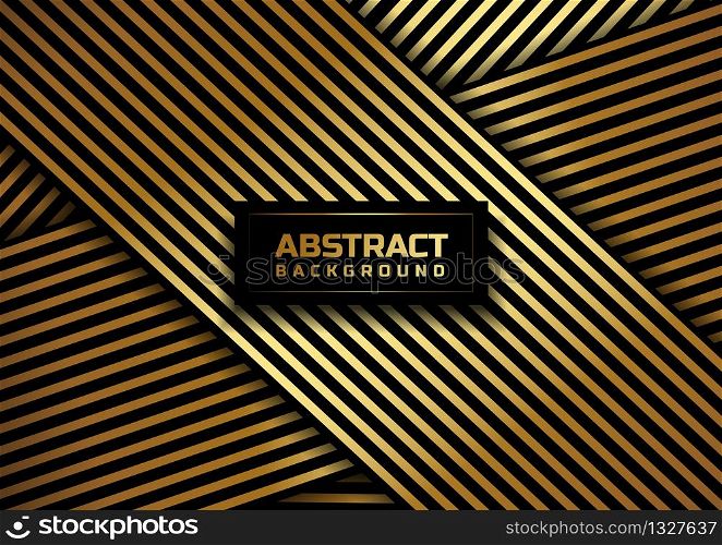 Abstract gold stripe line pattern on black background and texture. Vector illustration