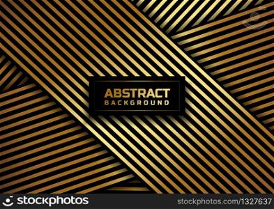 Abstract gold stripe line pattern on black background and texture. Vector illustration
