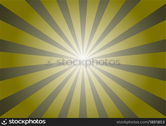 Abstract gold sunrise stripes on yellow background. Vector illustration
