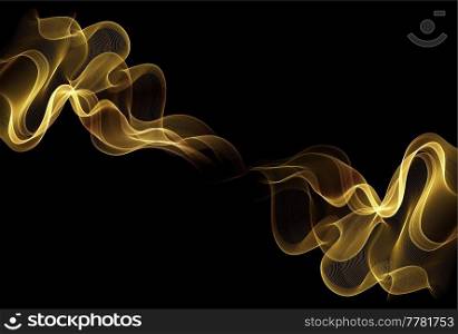 Abstract Gold Waves. Shiny golden moving lines design element on dark background for gift, greeting card and disqount voucher. Vector Illustration. Abstract Gold Waves. Shiny golden moving lines design element on dark background for greeting card and disqount voucher.