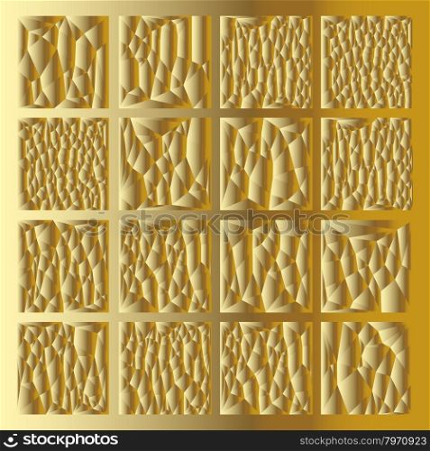 Abstract Golden background.. Golden background. Abstract 3D polygonal pattern set.