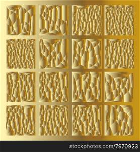 Abstract Golden background.. Golden background. Abstract 3D polygonal pattern set.