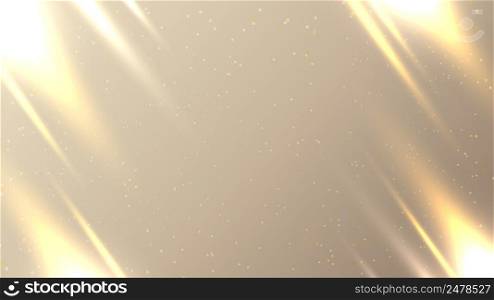 Abstract golden background with lighting luminous effect dust and glares. Vector illustration