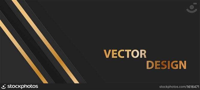 Abstract golden banner, Dark background for text, message, banner, business card and thematic design. Vector illustration.