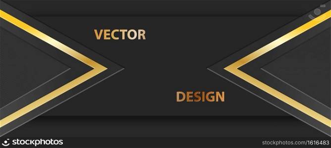 Abstract golden banner, Dark background for text, message, banner, business card and thematic design. Vector illustration.